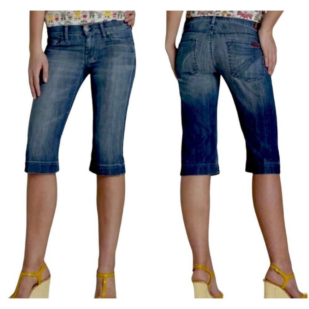 Y2K 7 For All Mankind DOJO Bermuda Jean Shorts Capris Low Rise Sz 26